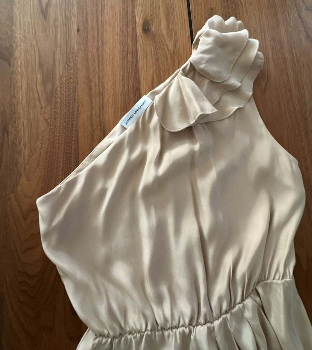 Amanda Uprichard One-Shoulder Ruched 100 % Silk Dress